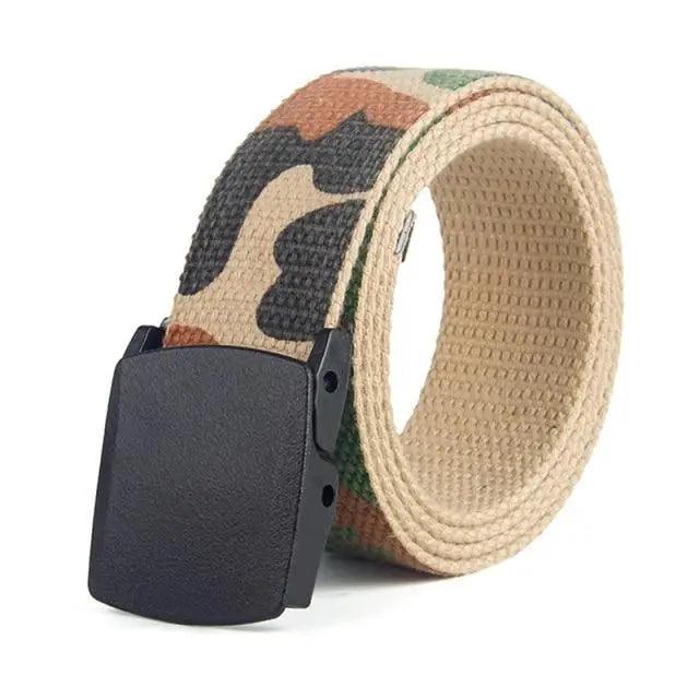 Unisex Adjustable Cotton Strap Belt with Metal Buckle