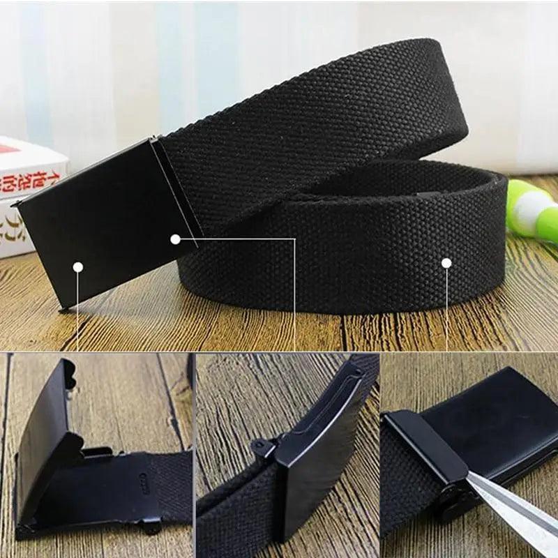 Unisex Adjustable Cotton Strap Belt with Metal Buckle