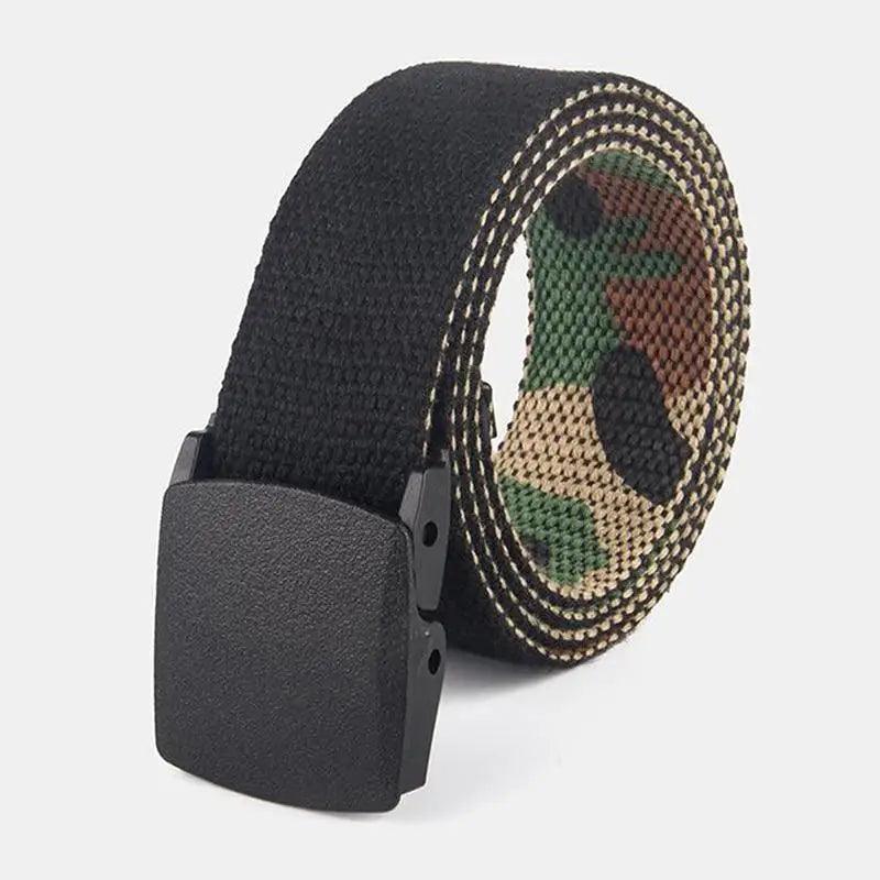 Unisex Adjustable Cotton Strap Belt with Metal Buckle