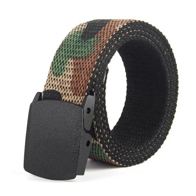 Unisex Adjustable Cotton Strap Belt with Metal Buckle