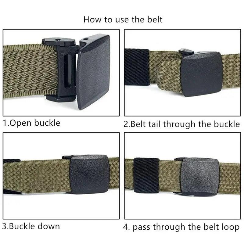 Unisex Adjustable Cotton Strap Belt with Metal Buckle