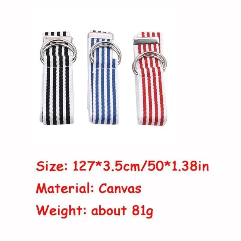 Unisex Adjustable Cotton Strap Belt with Metal Buckle