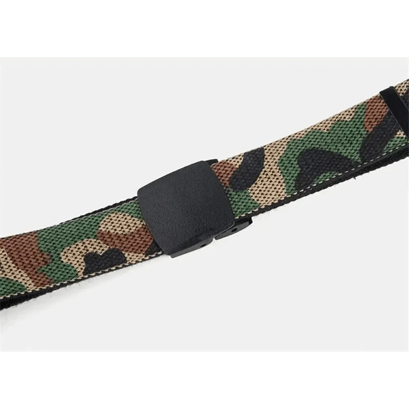 Unisex Adjustable Cotton Strap Belt with Metal Buckle