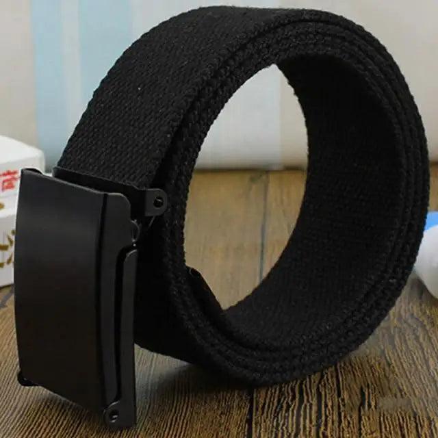 Unisex Adjustable Cotton Strap Belt with Metal Buckle