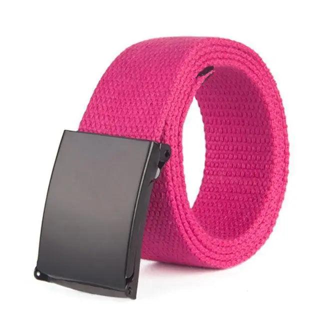 Unisex Adjustable Cotton Strap Belt with Metal Buckle