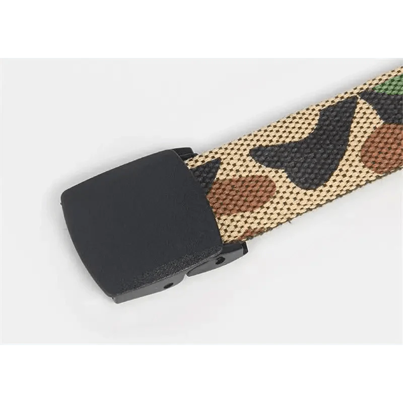 Unisex Adjustable Cotton Strap Belt with Metal Buckle