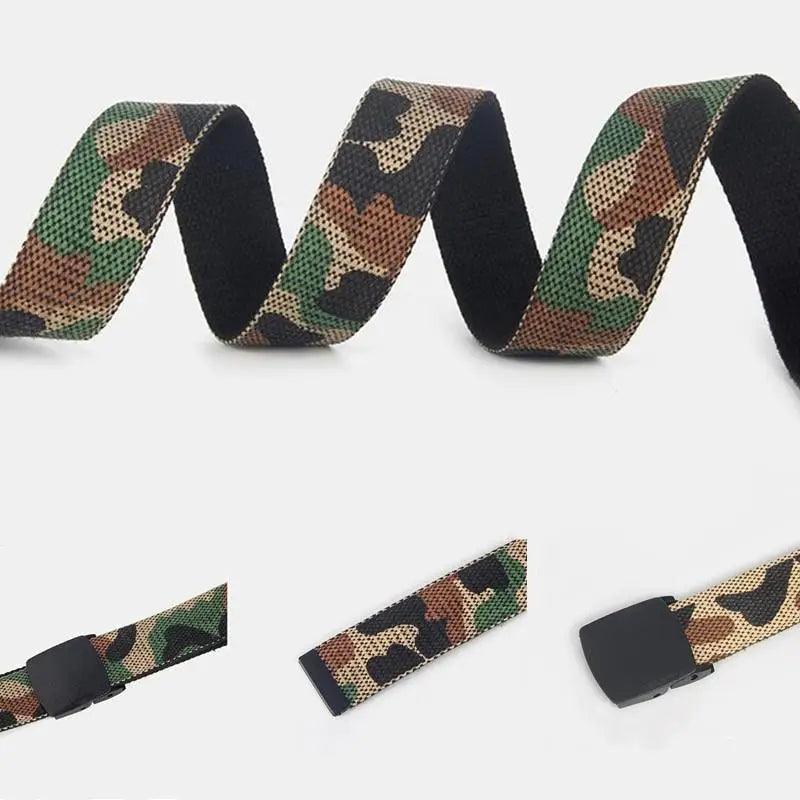 Unisex Adjustable Cotton Strap Belt with Metal Buckle