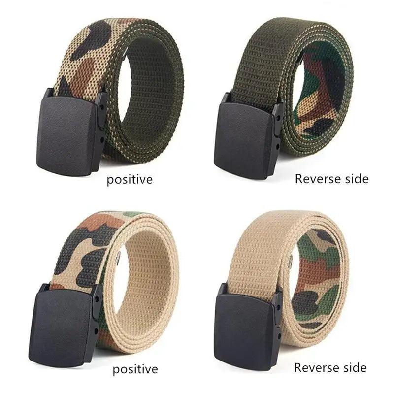 Unisex Adjustable Cotton Strap Belt with Metal Buckle