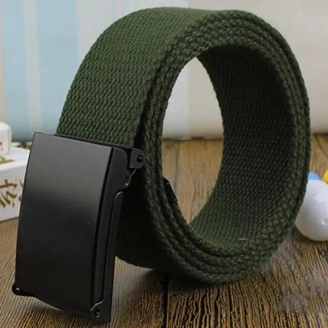 Unisex Adjustable Cotton Strap Belt with Metal Buckle