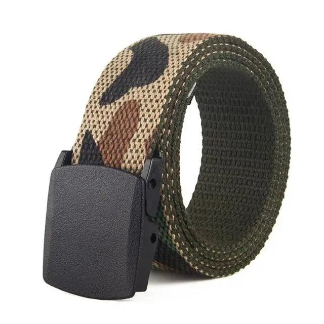 Unisex Adjustable Cotton Strap Belt with Metal Buckle