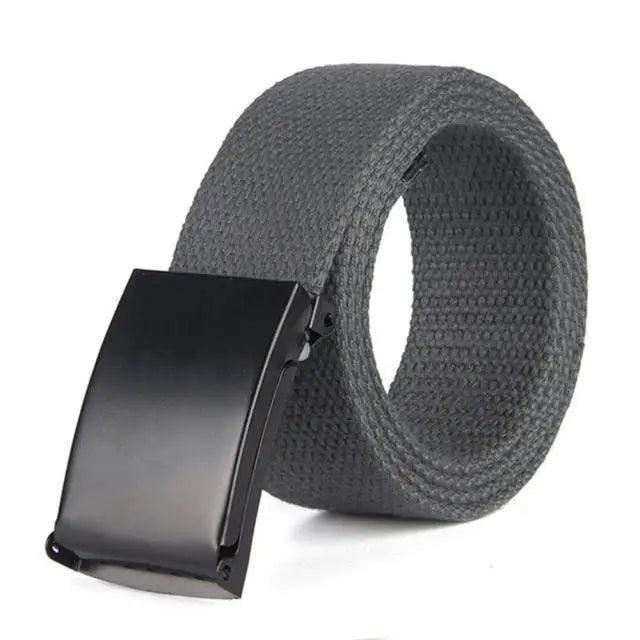 Unisex Adjustable Cotton Strap Belt with Metal Buckle