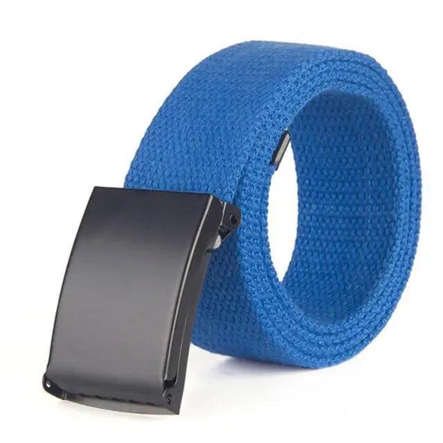 Unisex Adjustable Cotton Strap Belt with Metal Buckle