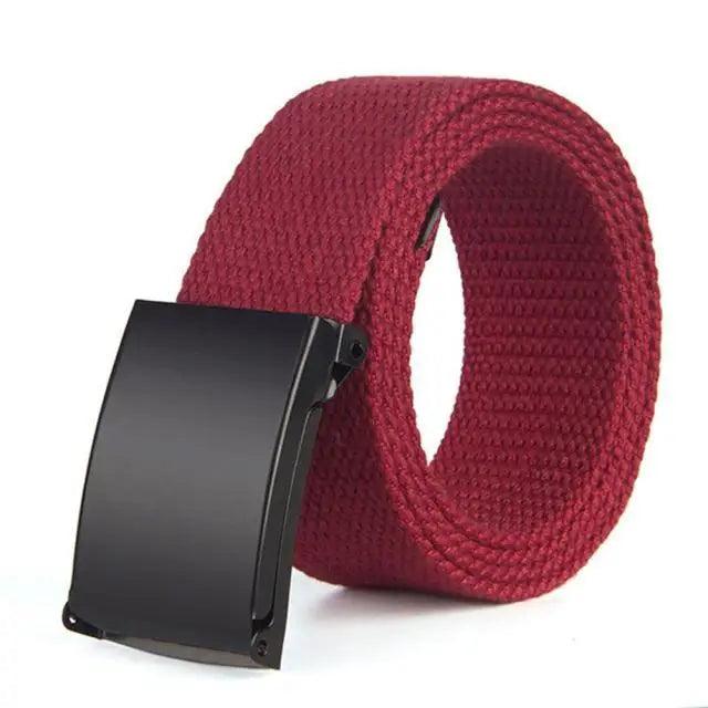 Unisex Adjustable Cotton Strap Belt with Metal Buckle