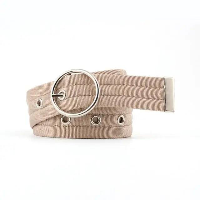 Unisex Adjustable Cotton Strap Belt with Metal Buckle