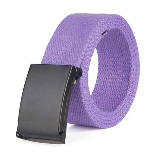 Unisex Adjustable Cotton Strap Belt with Metal Buckle