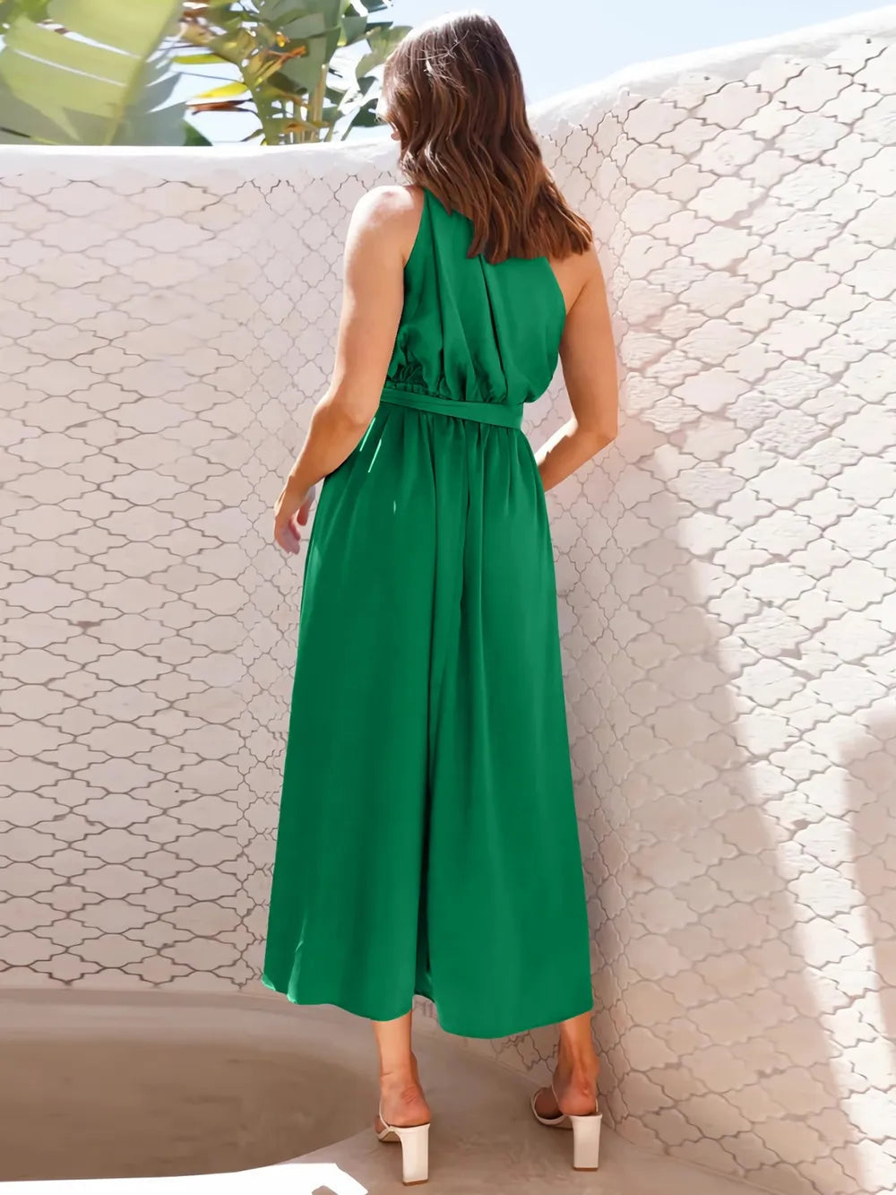 Robe midi élégante à épaule unique