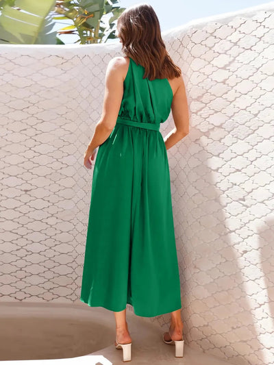 Robe midi élégante à épaule unique