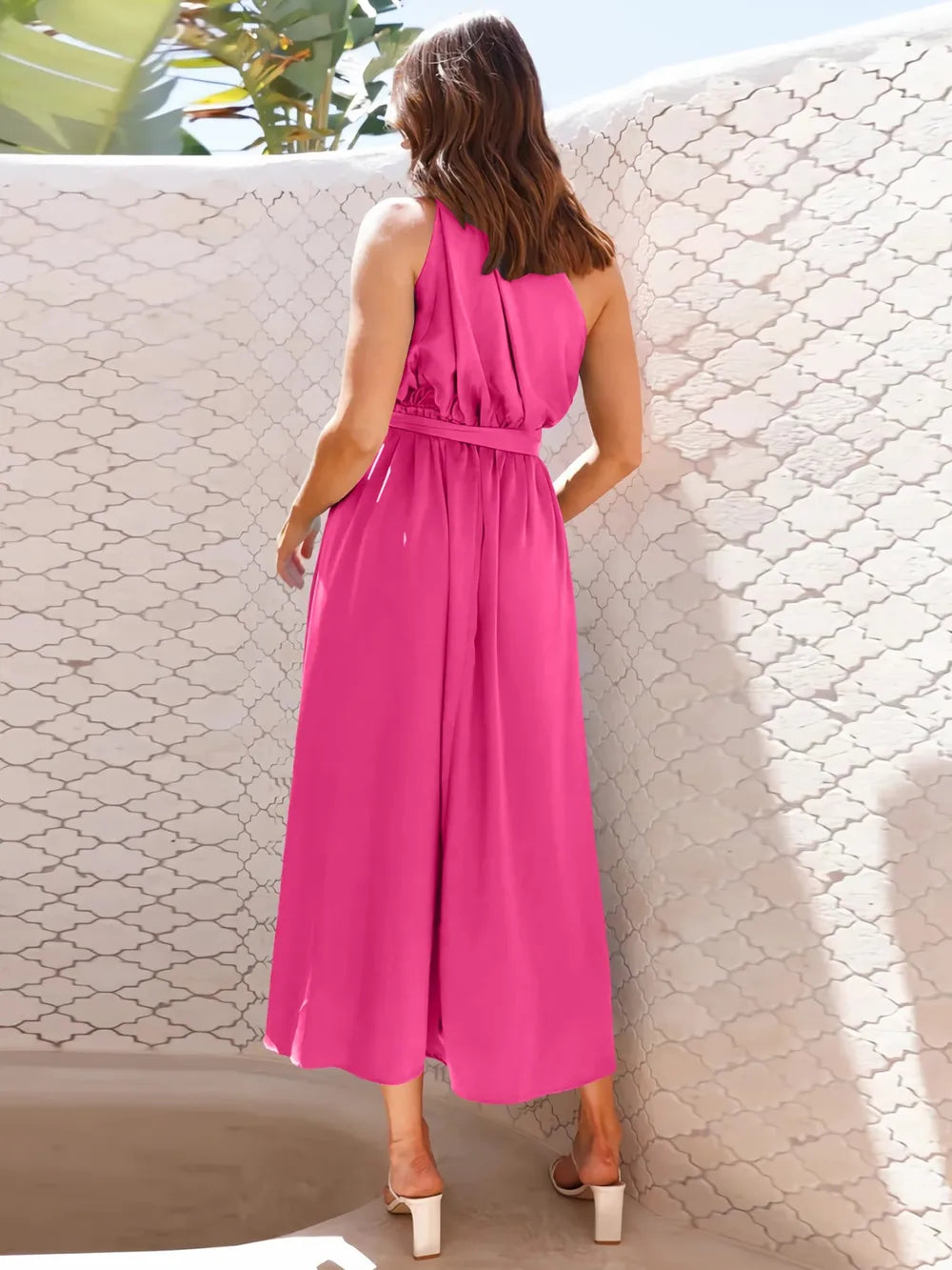 Robe midi élégante à épaule unique