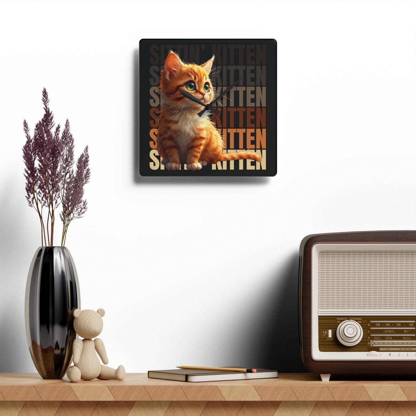 Horloge Murale en Acrylique Sittin' Kitten