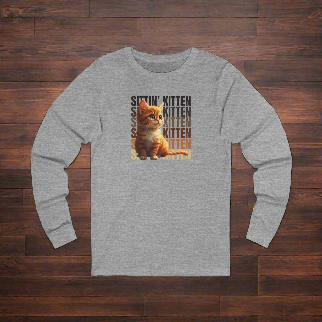 Camiseta de manga larga Sittin' Kitten para amantes de los gatos