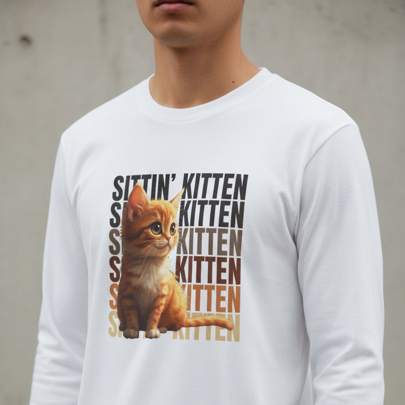 Camiseta de manga larga Sittin' Kitten para amantes de los gatos