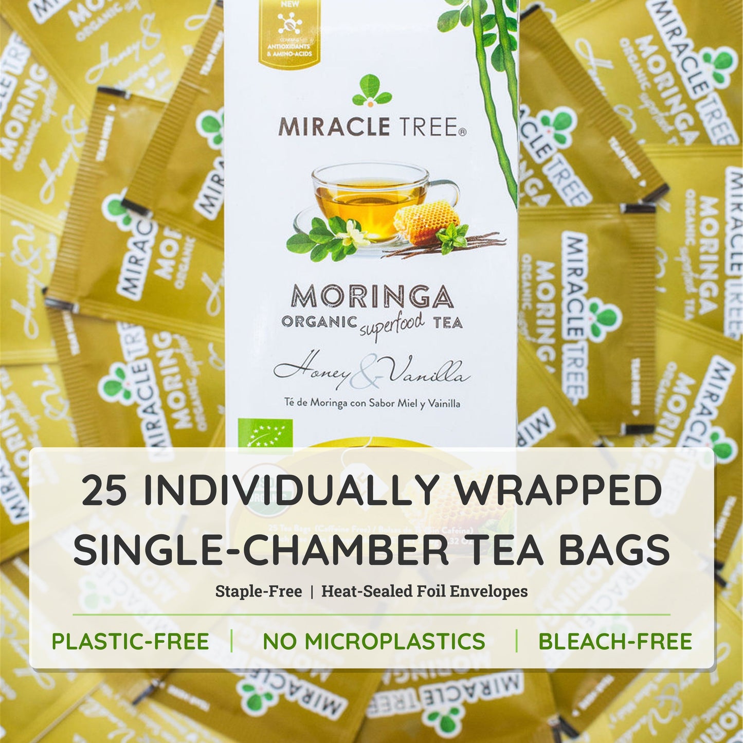 Té Orgánico de Moringa con Miel y Vainilla