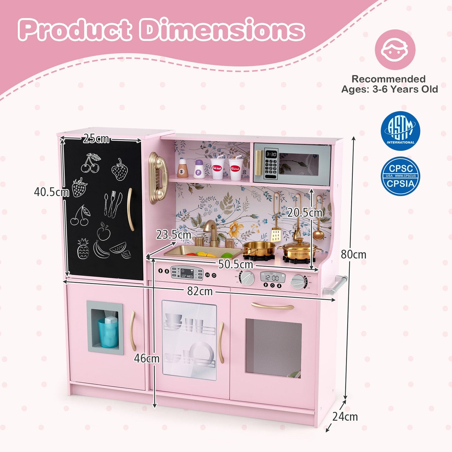 Gbruno Toddler Pretend Play Kitchen - Light Pink