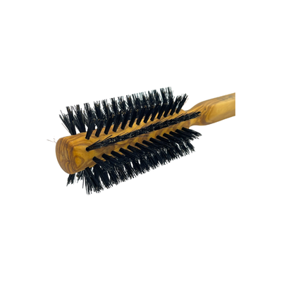 Dural Olive Wood Round Hair Brush with Boar Bristles - 10 Rows