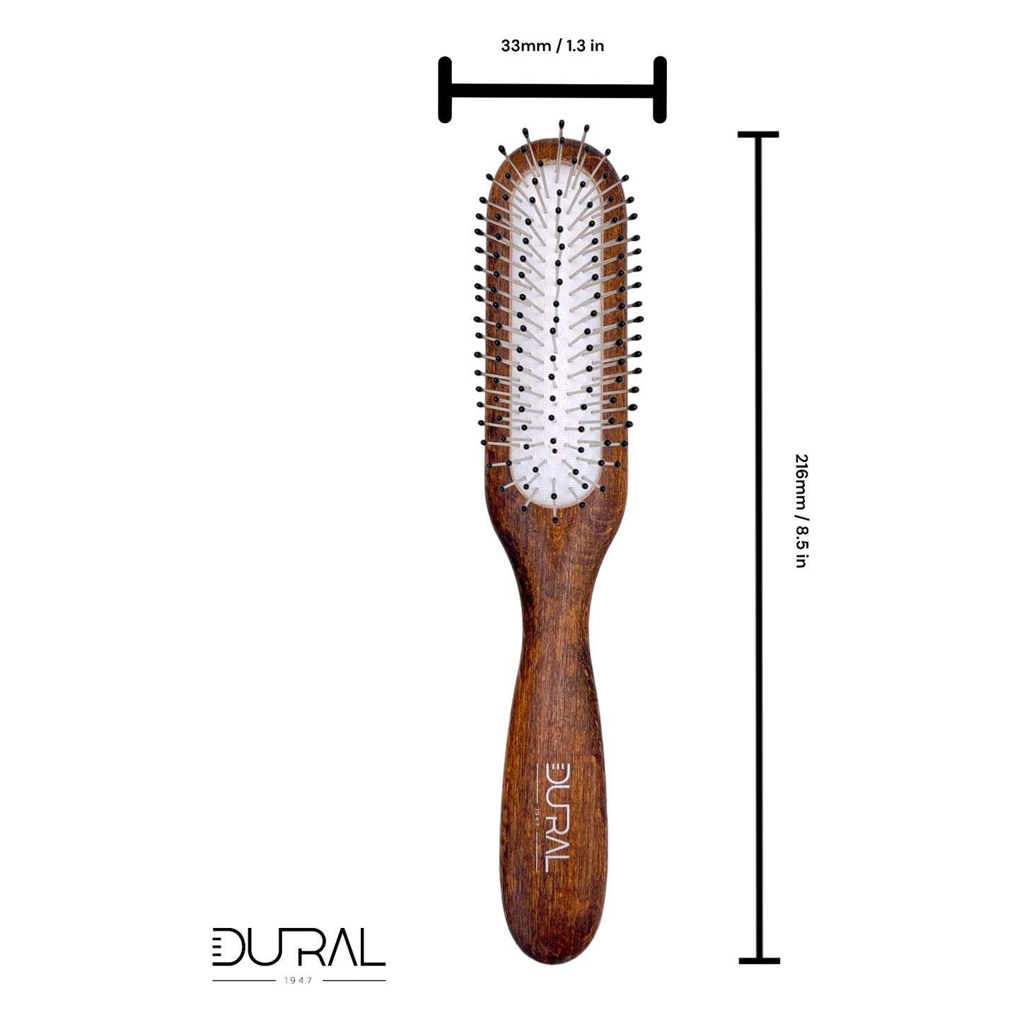 Cepillo de Pelo Paddle de Madera de Haya Dural con Pines de Acero
