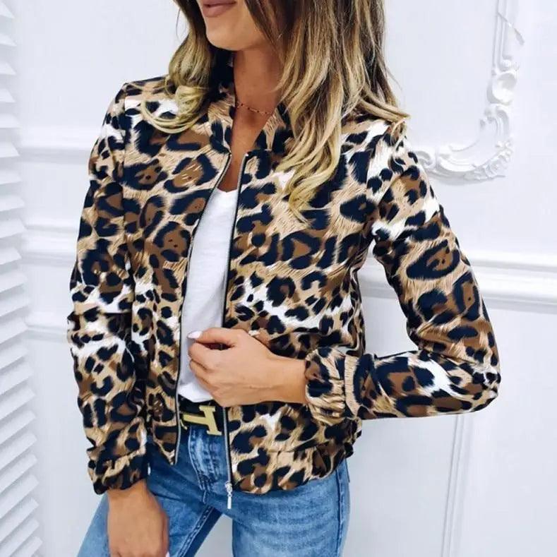 Veste à manches longues en imprimé léopard pour femmes élégante