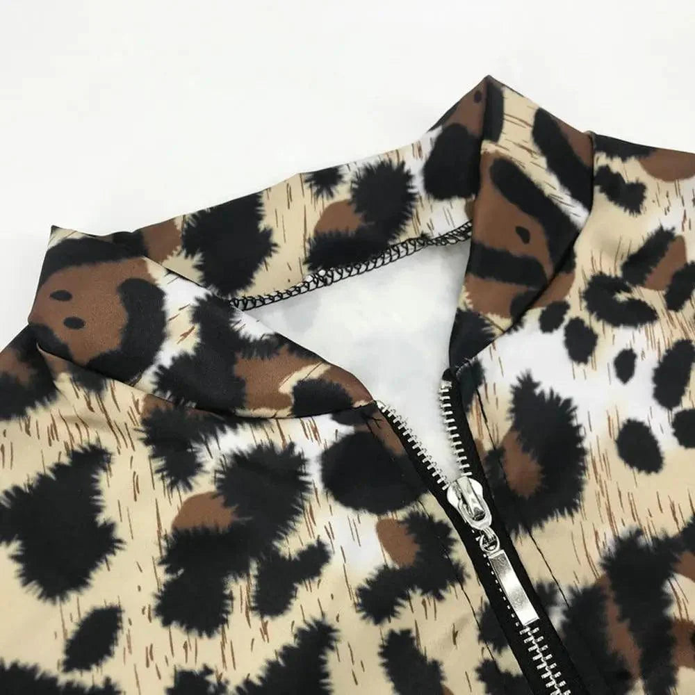 Veste à manches longues en imprimé léopard pour femmes élégante