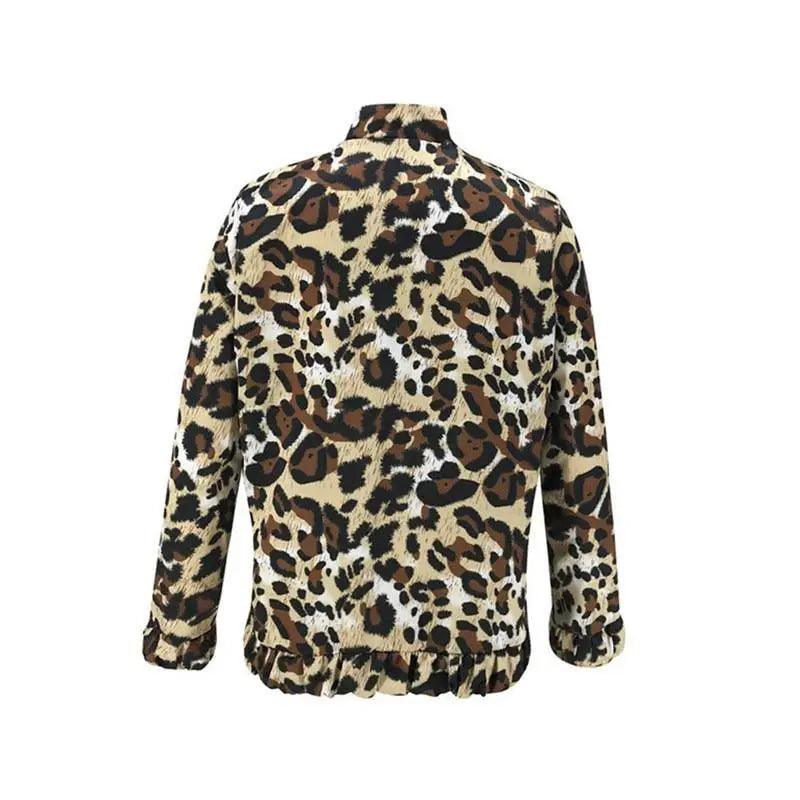 Veste à manches longues en imprimé léopard pour femmes élégante