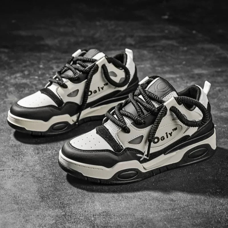 Skateboard Sneakers for Men Design Thick Lace Up Korean Version Platform Men Shoes Vulcanized Shoes Comfort Men's Walking Shoe - Korvel