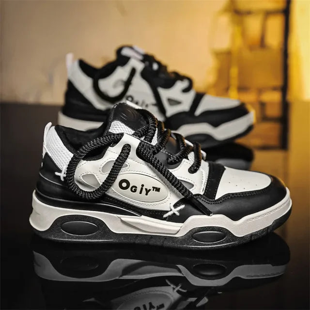 Skateboard Sneakers for Men Design Thick Lace Up Korean Version Platform Men Shoes Vulcanized Shoes Comfort Men's Walking Shoe - Korvel