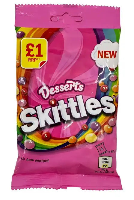 Skittles Desserts Sweets – Fruity Chewy Candy 125g Bag