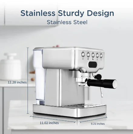 Máquina de Espresso Geek Chef de 20 Bares con Espumador de Leche - Acero Inoxidable