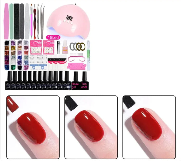 Complete Gel Nail Polish Set with UV Lamp