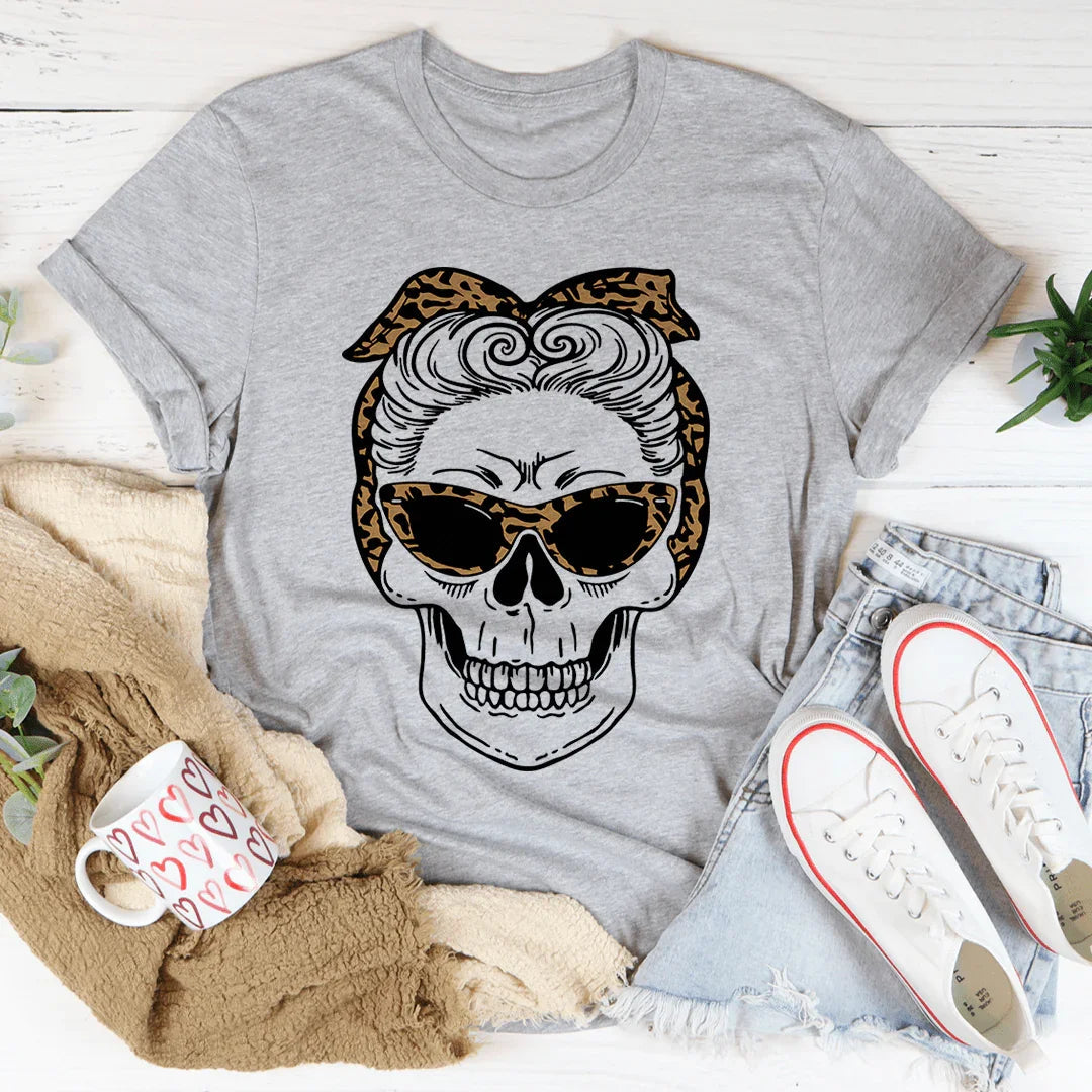 Skull With Leopard Bandana T-Shirt - Korvel