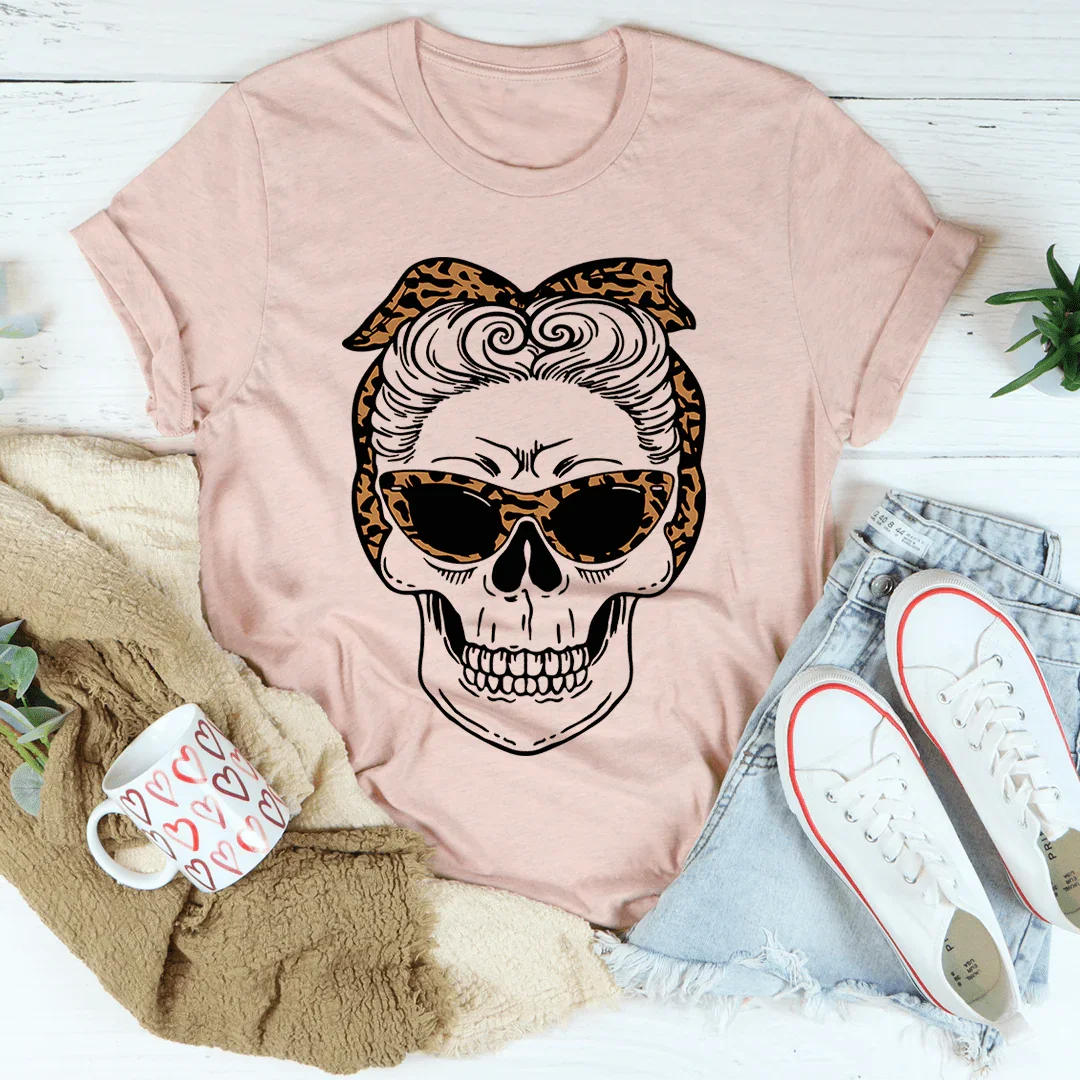 Skull With Leopard Bandana T-Shirt - Korvel
