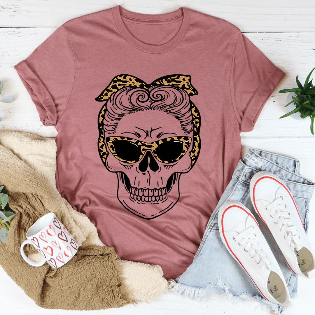 Skull With Leopard Bandana T-Shirt - Korvel