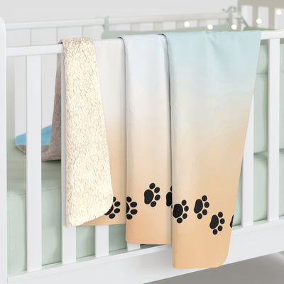Cozy Sherpa Fleece Blanket with Paw Print Design - Perfect Gift for Pet Lovers - Korvel
