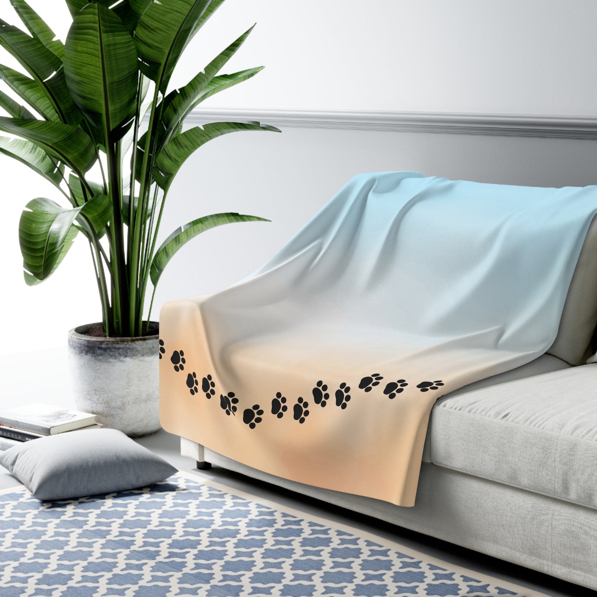 Cozy Sherpa Fleece Blanket with Paw Print Design - Perfect Gift for Pet Lovers - Korvel