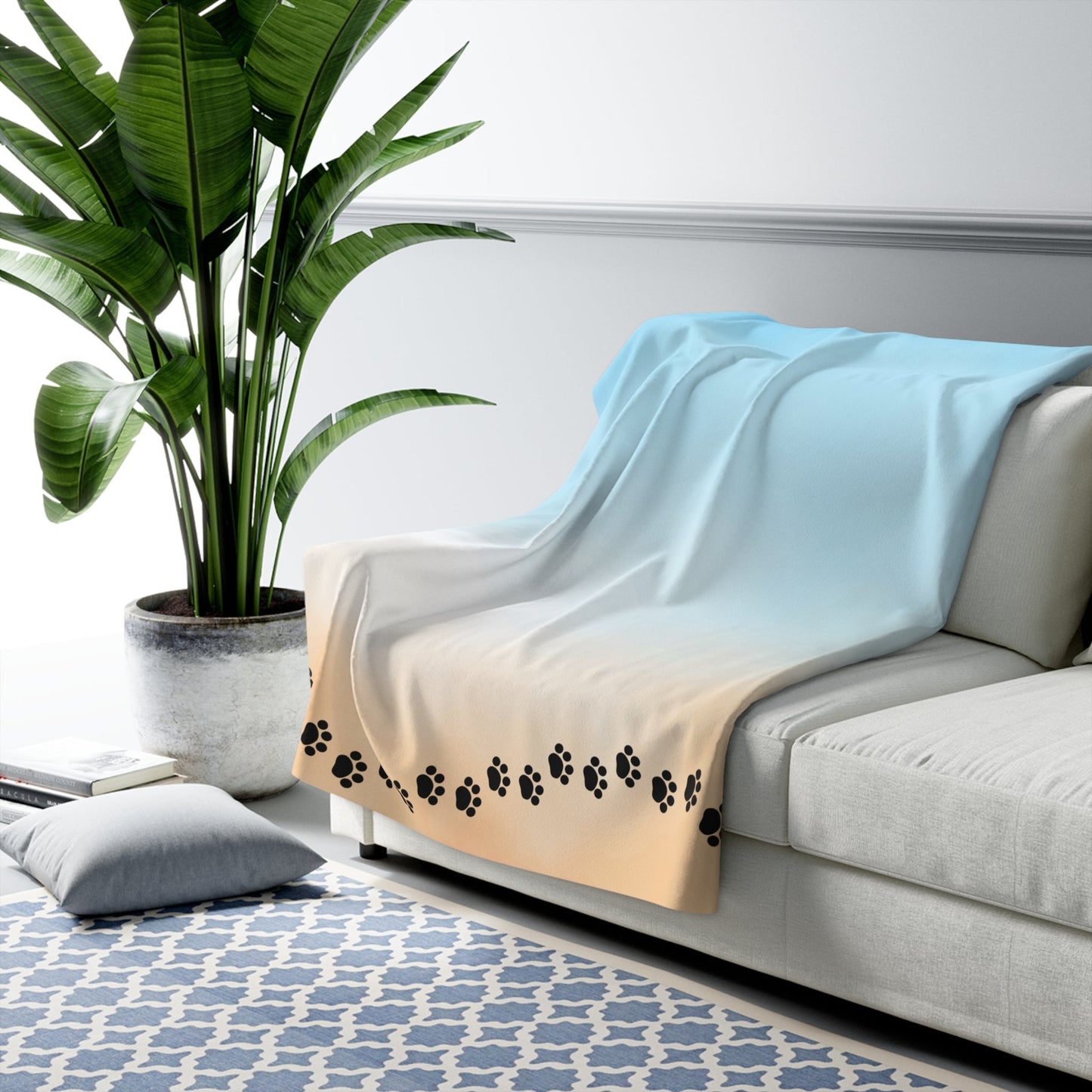 Cozy Sherpa Fleece Blanket with Paw Print Design - Perfect Gift for Pet Lovers - Korvel