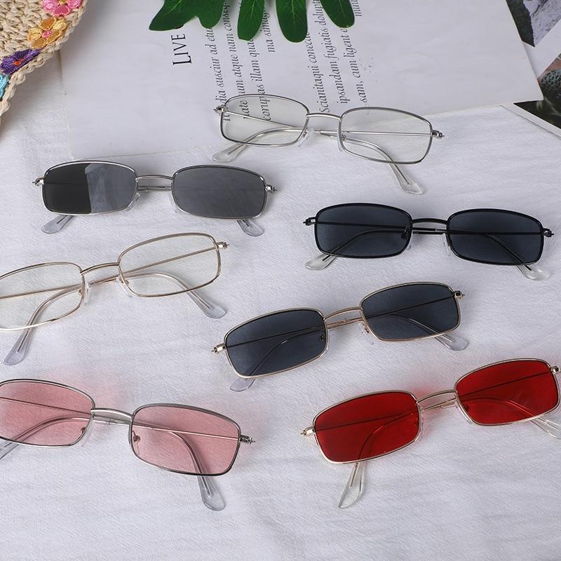Slender Square Retro Metal Frame Sunglasses