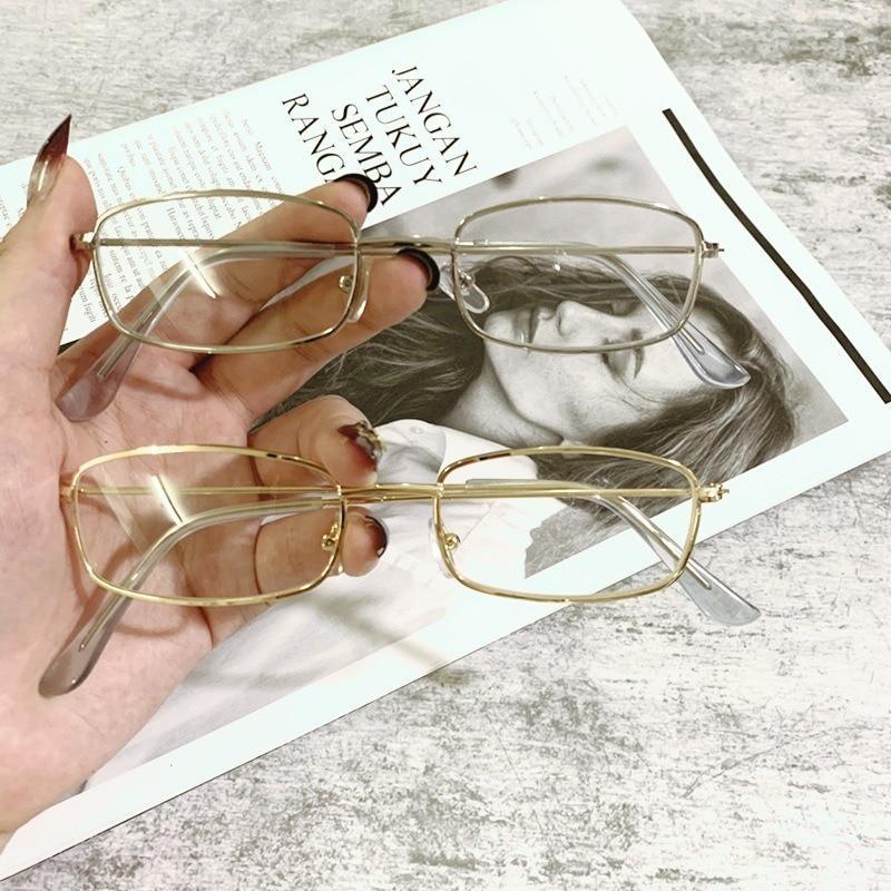 Slender Square Retro Metal Frame Sunglasses