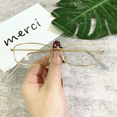 Lunettes de soleil rétro en métal carré élancé