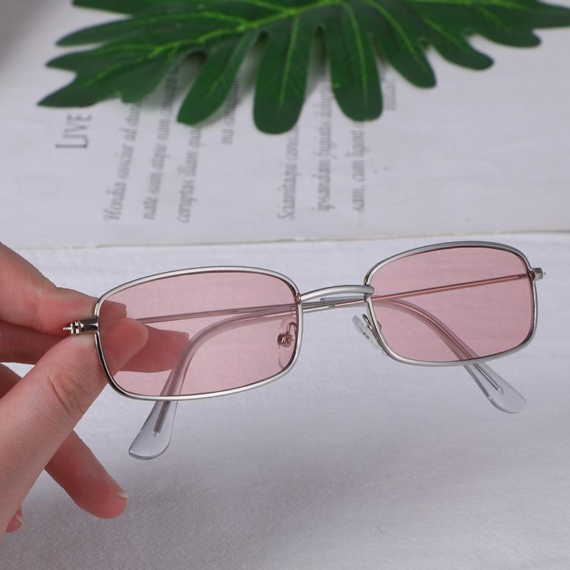 Slender Square Retro Metal Frame Sunglasses
