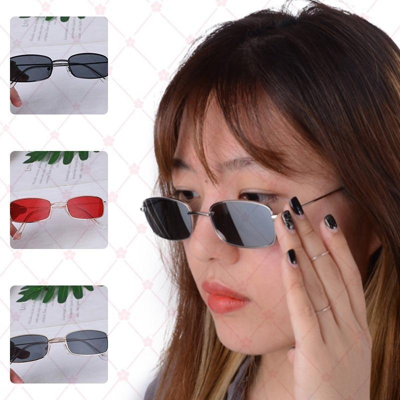 Slender Square Retro Metal Frame Sunglasses