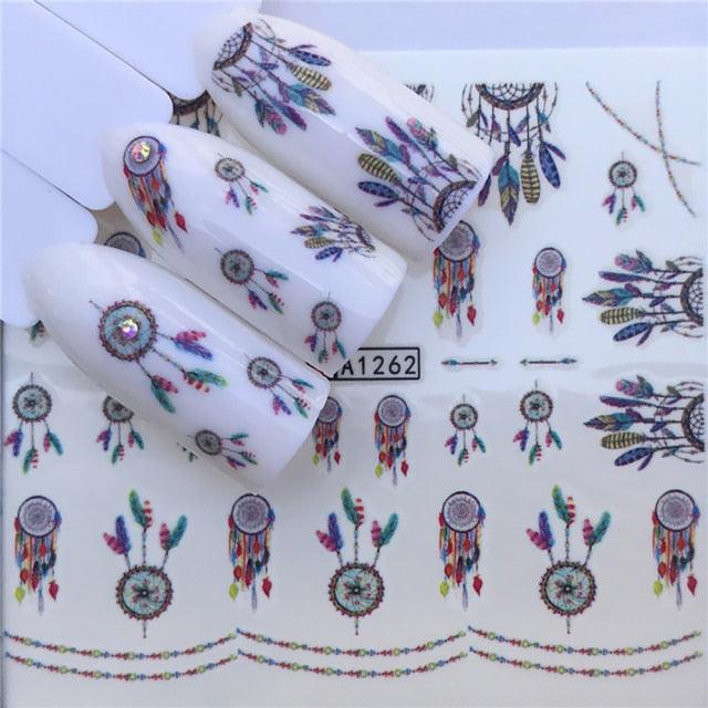 Autocollants d'art des ongles d'hiver - Designs d'élan et de loup