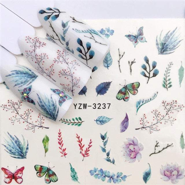 Autocollants d'art des ongles d'hiver - Designs d'élan et de loup
